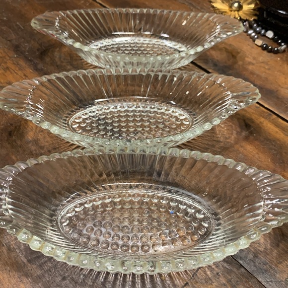40’s-50’s 3 JEANETTE RIBBED DEPRESSION GLASS BANANA SPLIT DISHES - Picture 5 of 12